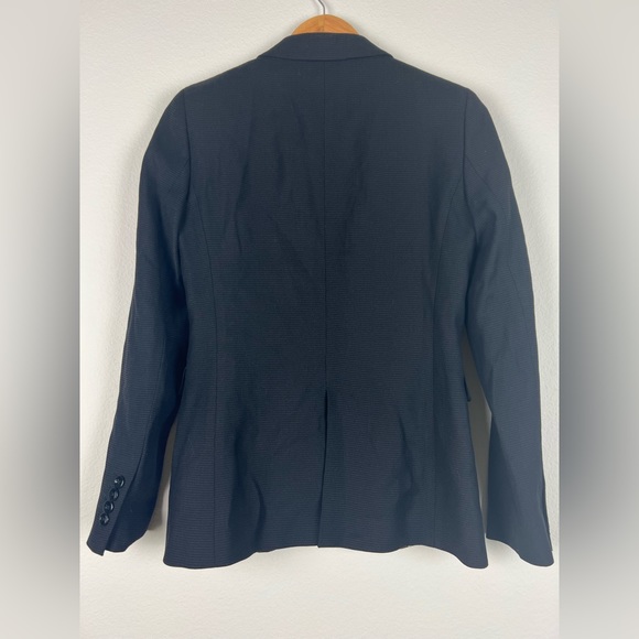 Massimo Dutti Black Front Pockets Wool Blend Blazer Size 4 - Picture 3 of 8